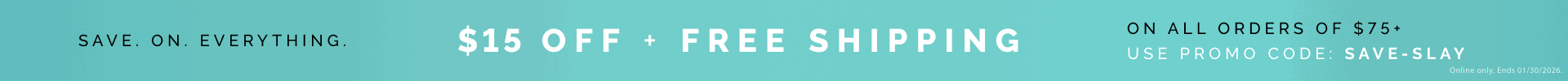 Save $15 off orders $75+